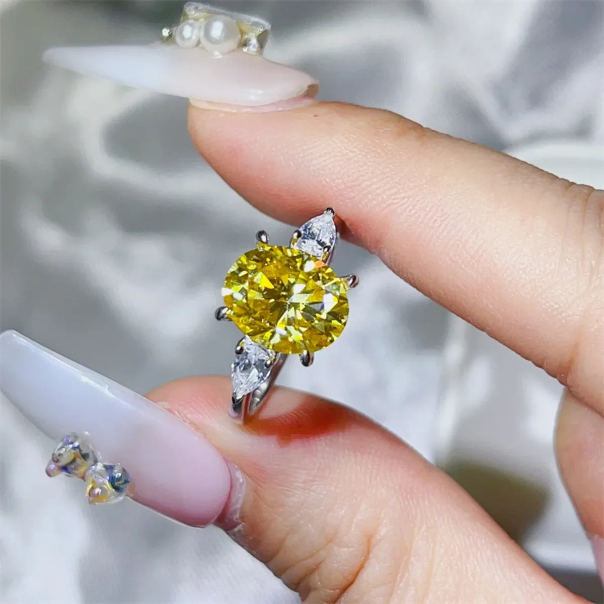 3 Carat Moissanite Platinum-Plated Sterling Silver Ring - Southern Shores Clothing