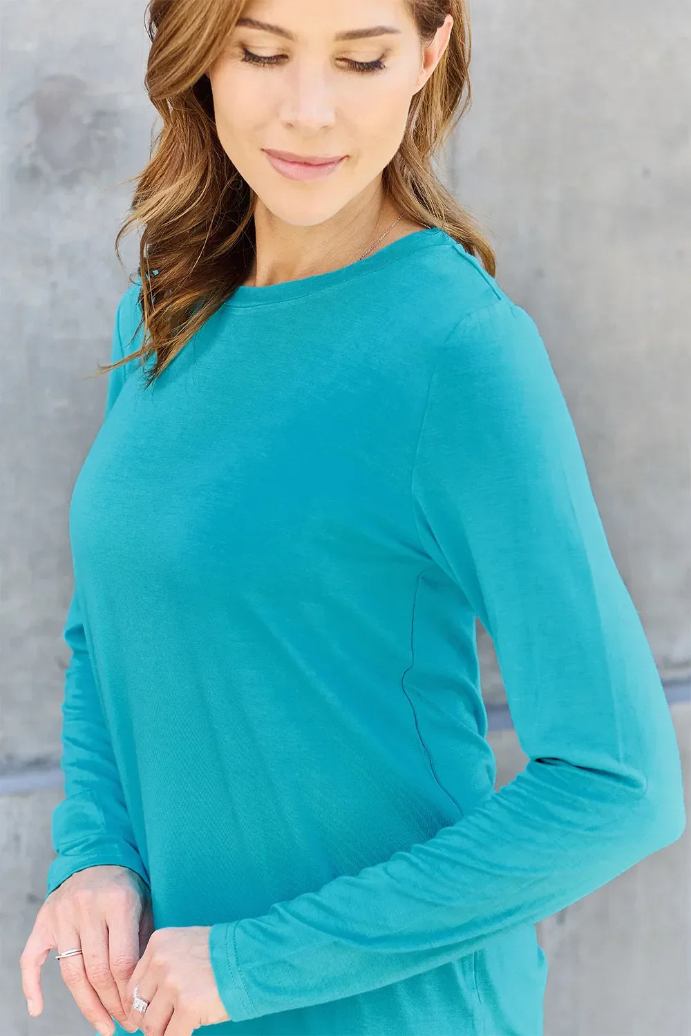 Basic Round Neck Long Sleeve Knit Top Silhouette - Southern Shores Clothing