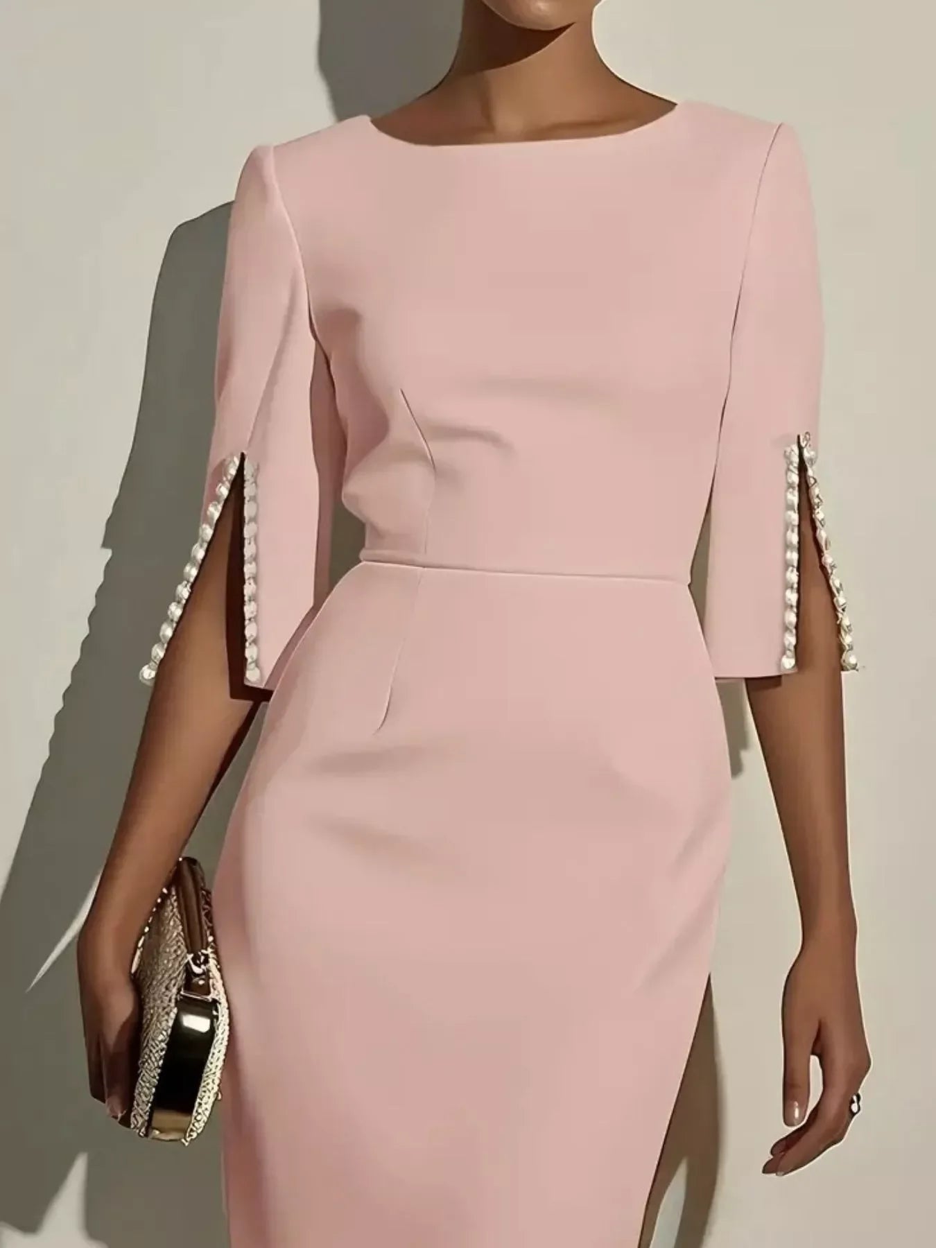 Slim-Fit Bayside Midi Dress With Beaded Slit - Southern Shores Clothing