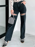 Charleston Vintage Inspired Ripped Wide Leg Denim Jeans - Southern Shores Clothing