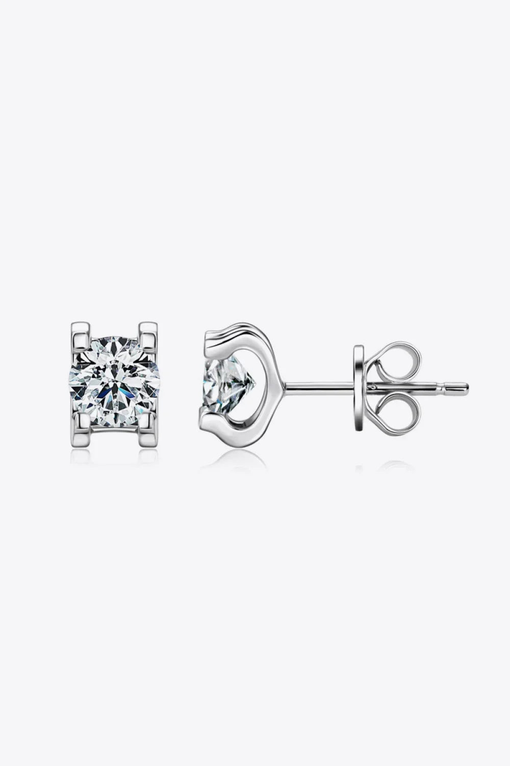 Moissanite Sterling Silver Stud Earrings Rose Gold Plating - Southern Shores Clothing