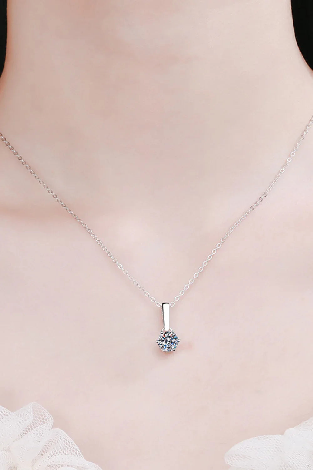 Minimalist 1 Carat Moissanite Sterling Silver Necklace - Southern Shores Clothing