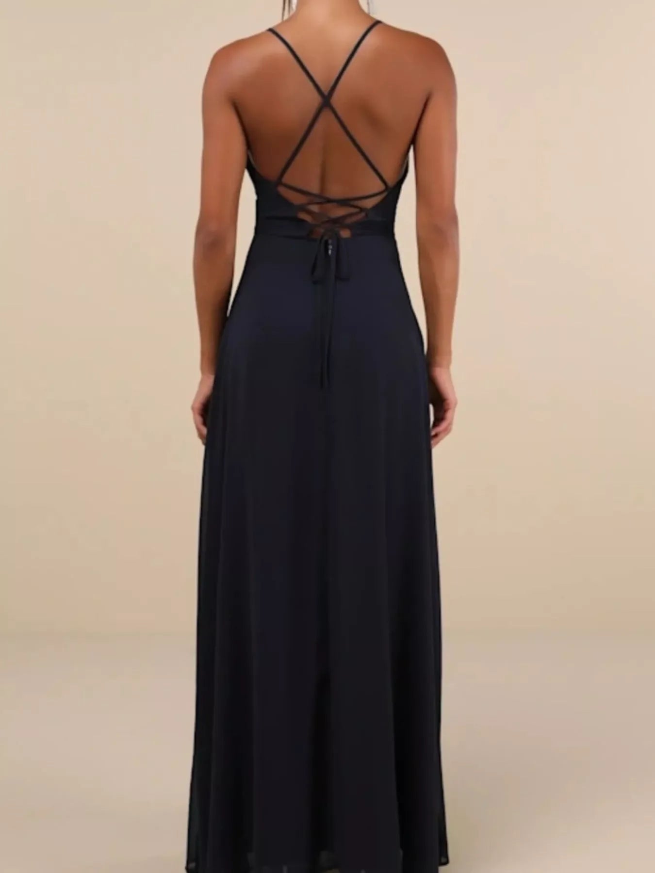 Elegant Crisscross Back Slit Maxi Dress Chic - Southern Shores Clothing