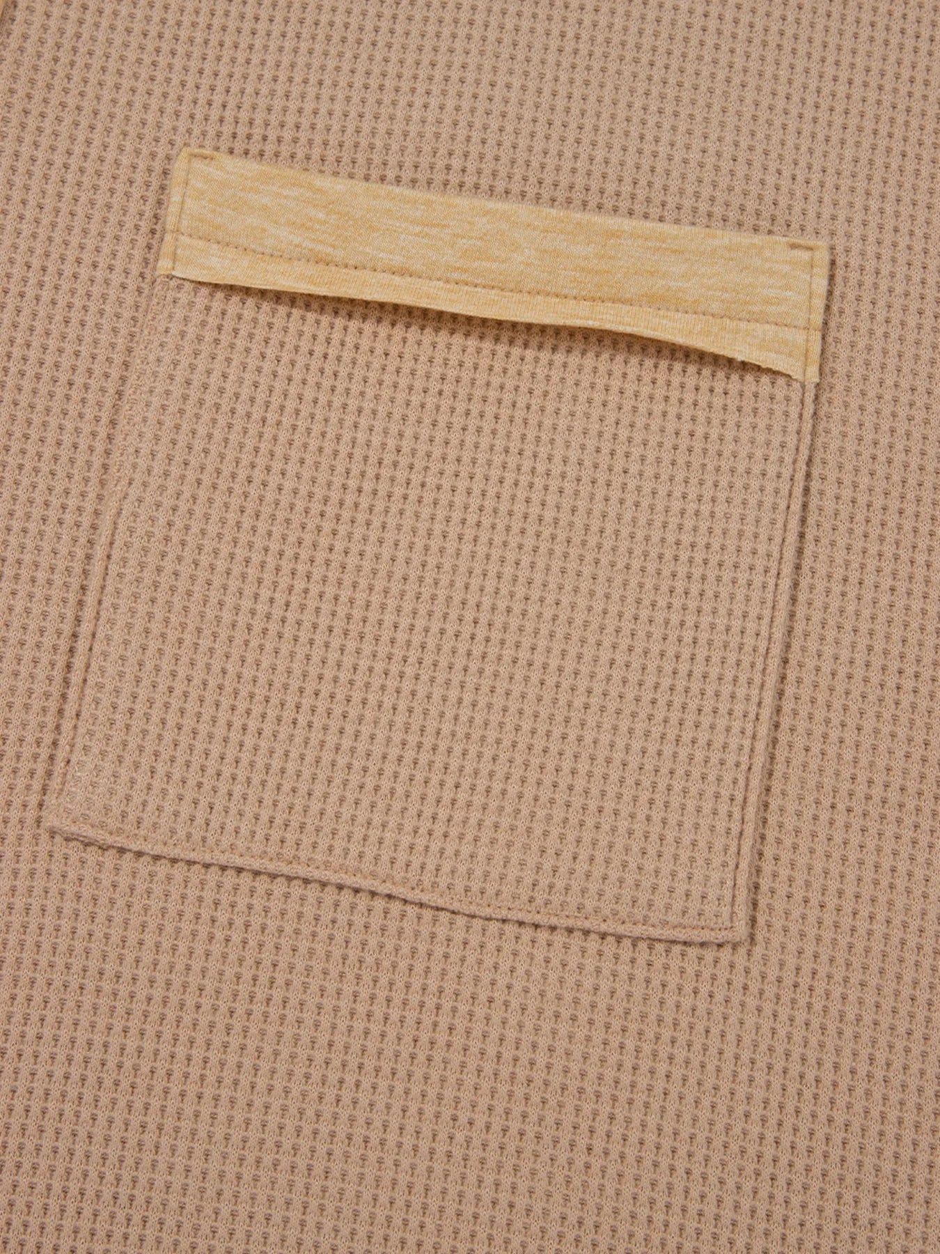 Waffle Knit Henley Top With Pockets And Slits - Southern Shores Clothing
