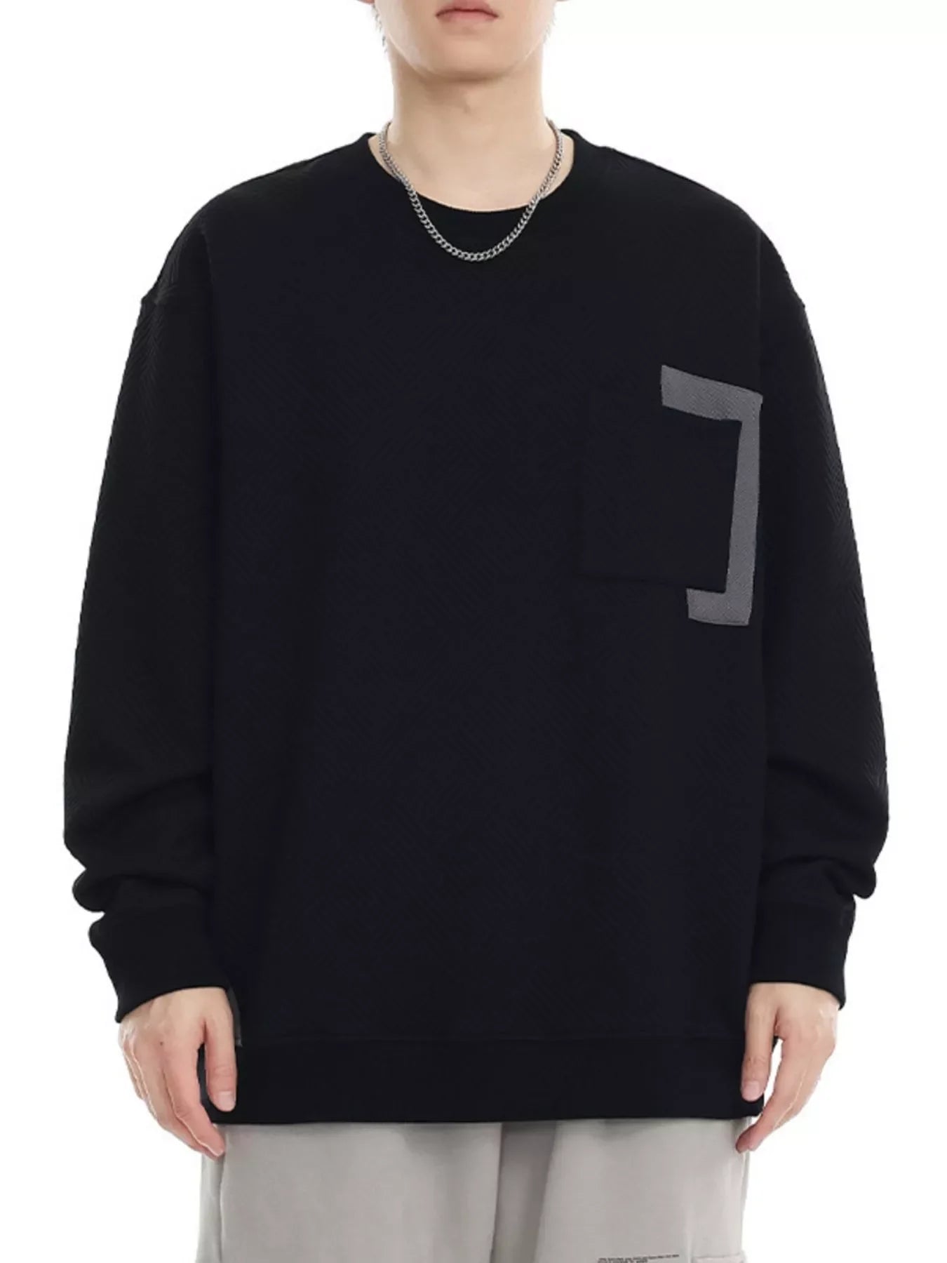Plus Size Stretch Fabric Crew Neck Sweatshirt With Pocket