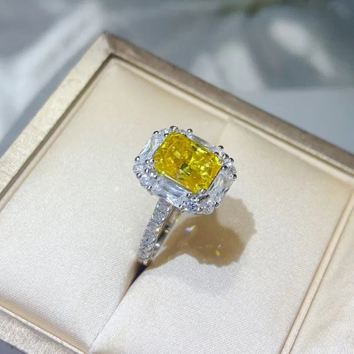 3 Carat Moissanite Halo Ring In Sterling Silver Setting - Southern Shores Clothing