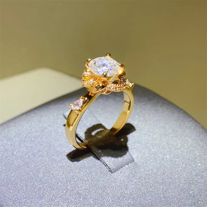 1 Carat Moissanite Zircon Halo Sterling Silver Ring - Southern Shores Clothing