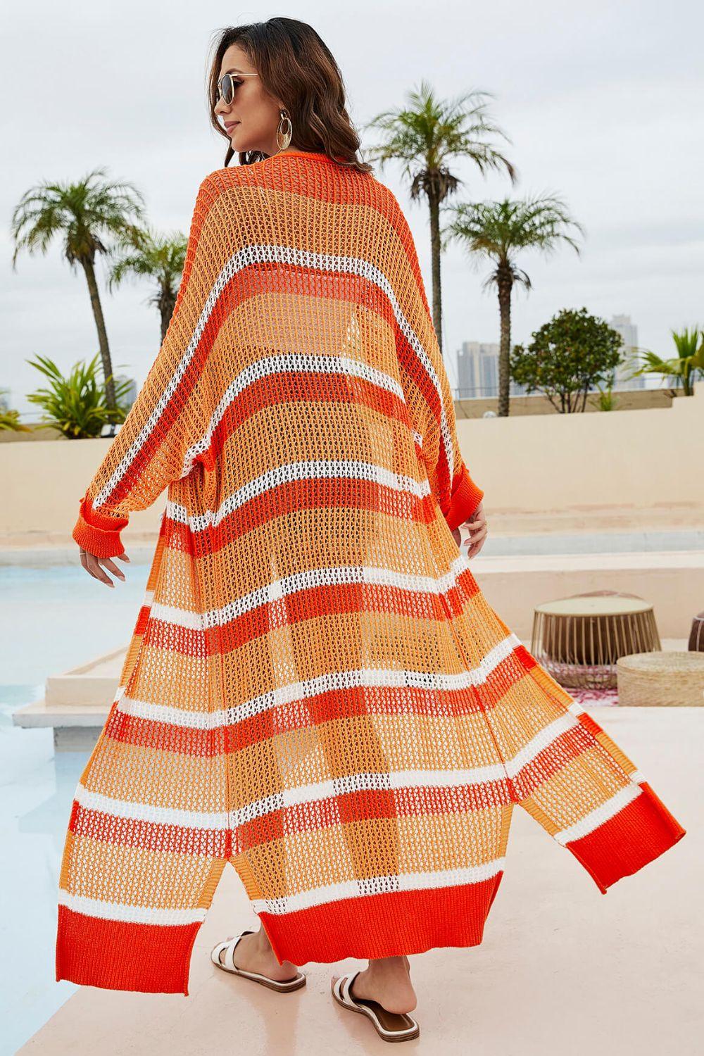 Striped Cotton Breathable Side Slit Swim Cover Up - Southern Shores Clothing