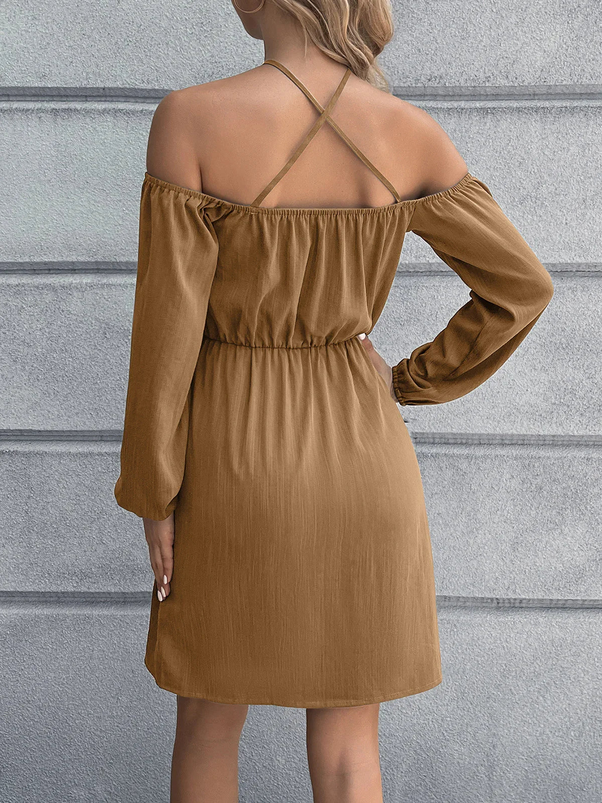 Casual Cold-Shoulder Crisscross Mini Dress Summer - Southern Shores Clothing