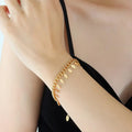 18K Gold-Plated Titanium Steel Leaf Charm Bracelet - Southern Shores Clothing