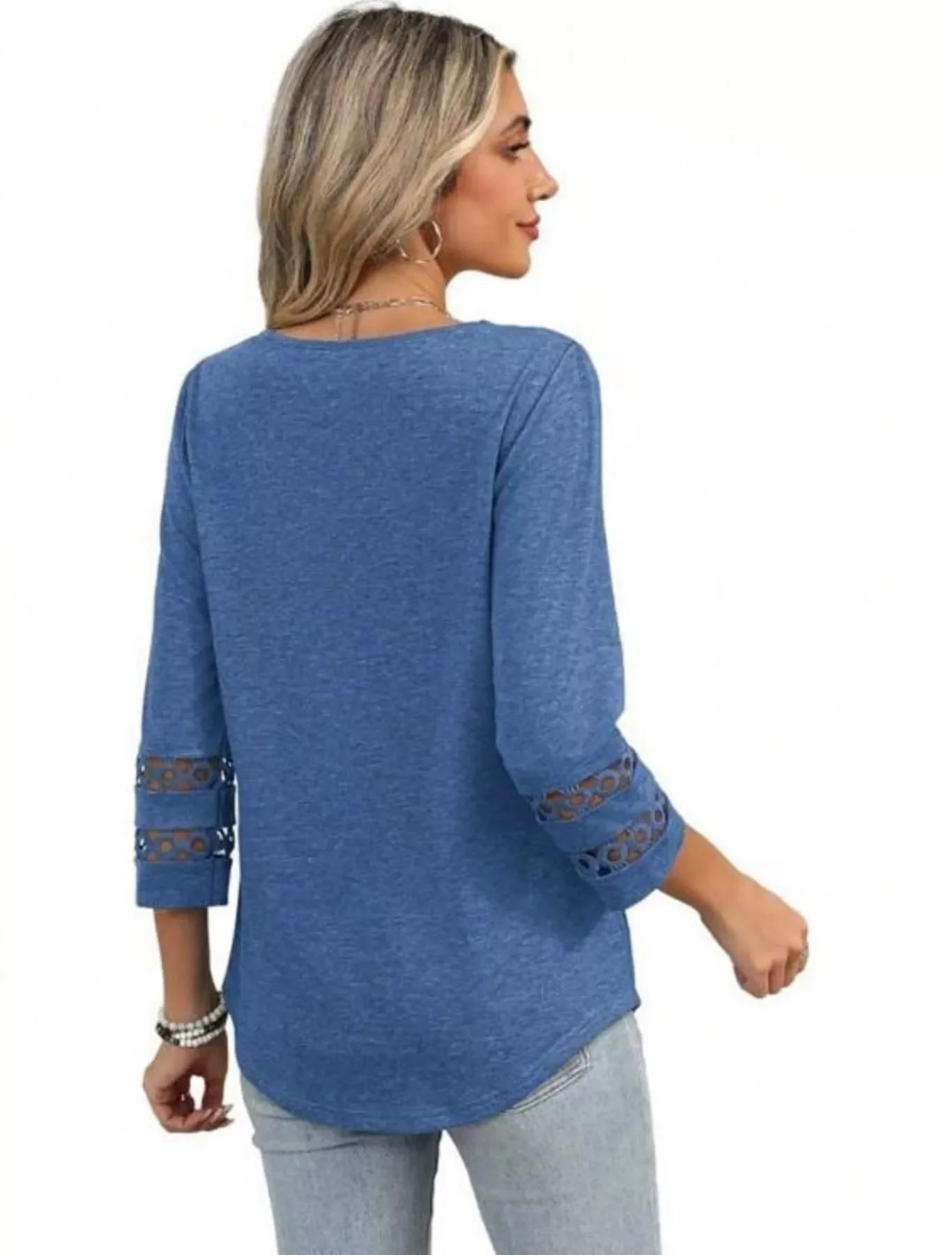 Full Size V-Neck 3/4 Sleeve T-Shirt Plus Size - Southern Shores Clothing