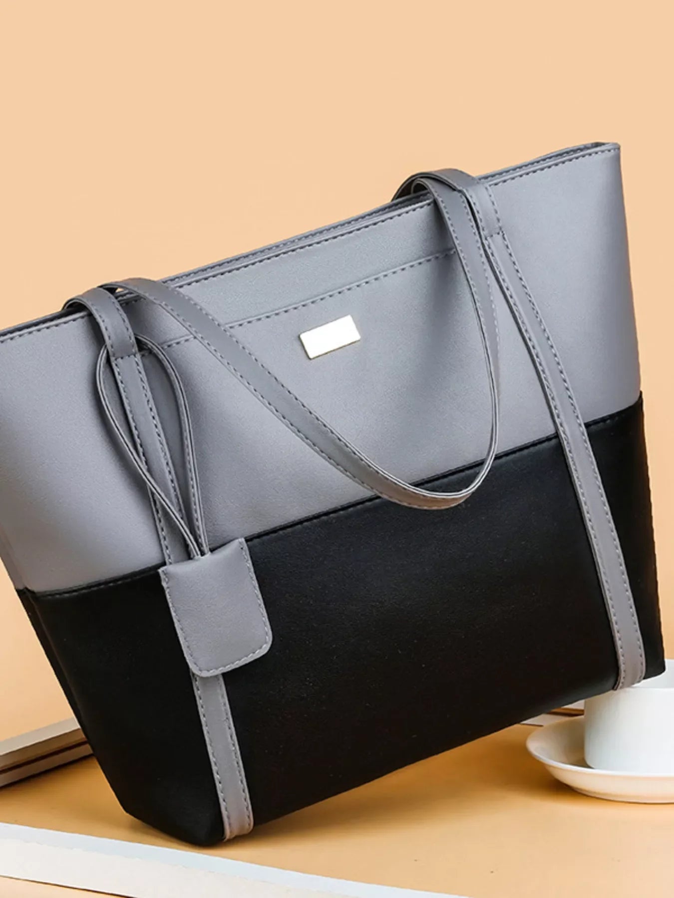 Two-Tone Tote Bag Shopping Carryall Casual Daily - Southern Shores Clothing
