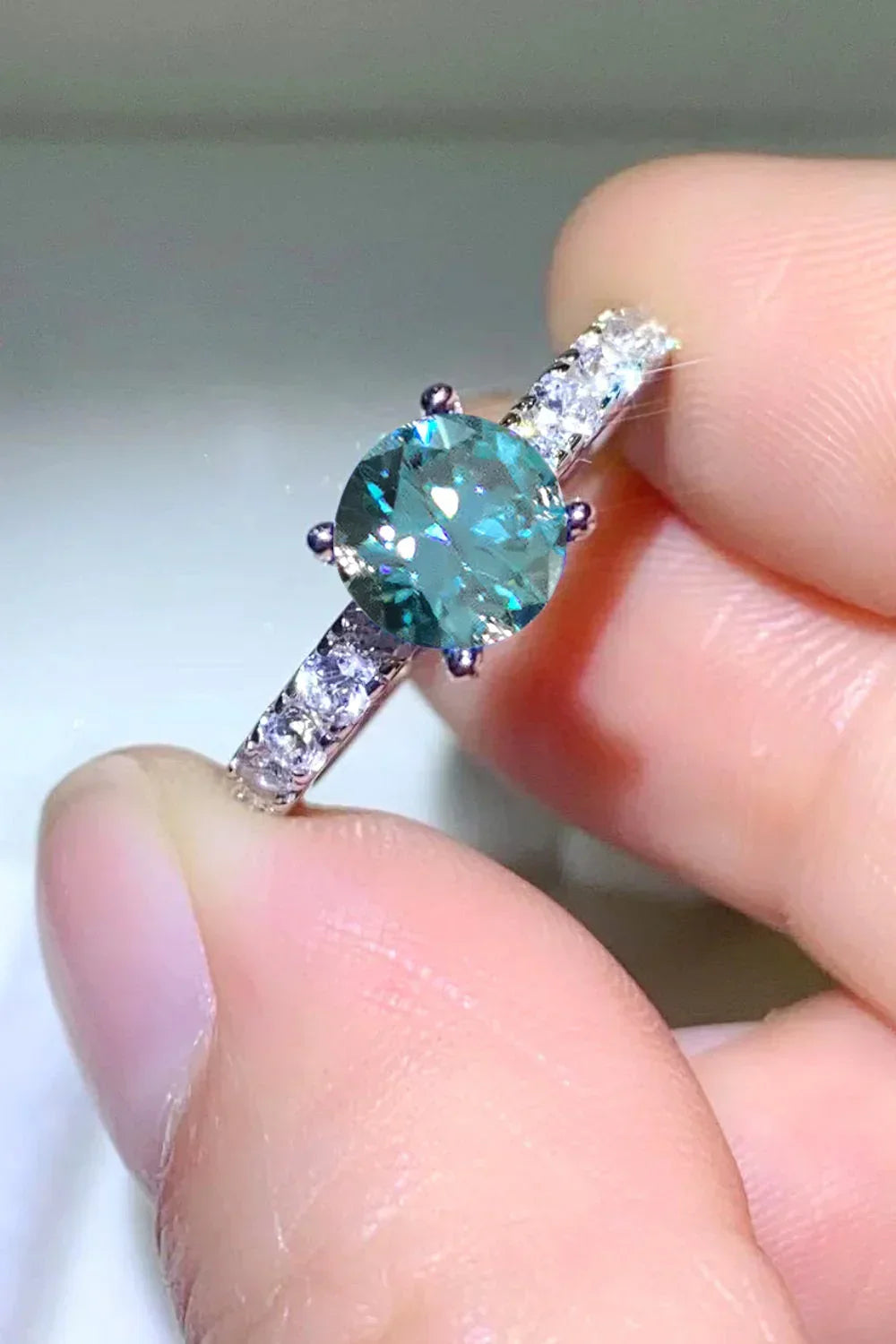 1 Carat Moissanite Side Stone Ring Sterling Silver - Southern Shores Clothing