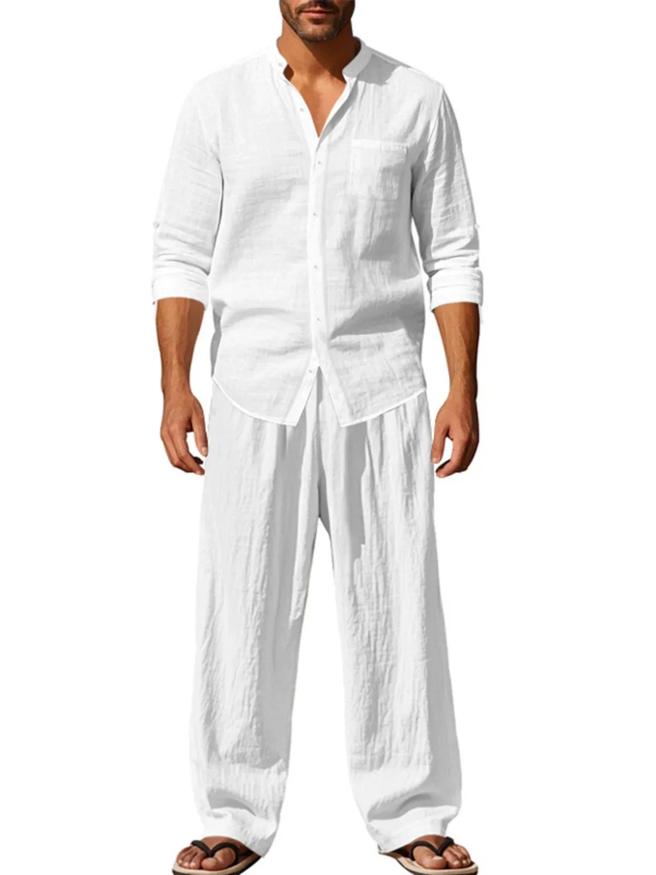 Men's Full Size Button Up Shirt and Pants Set Plus Size - Southern Shores Clothing