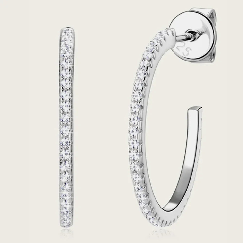 Inlaid Moissanite Gold-Plated Sterling Silver C-Hoop Earrings - Southern Shores Clothing