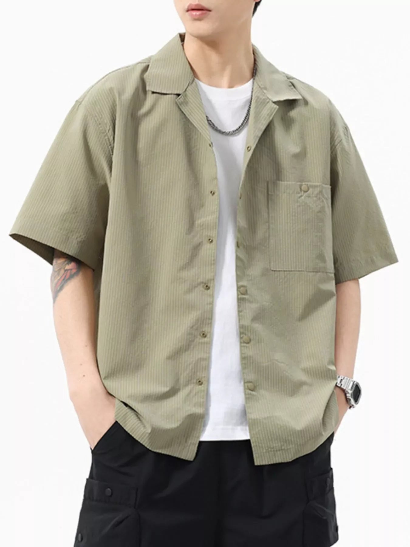 Plus Size Casual Short Sleeve Shirt With Button Front Pocket - Southern Shores Clothing