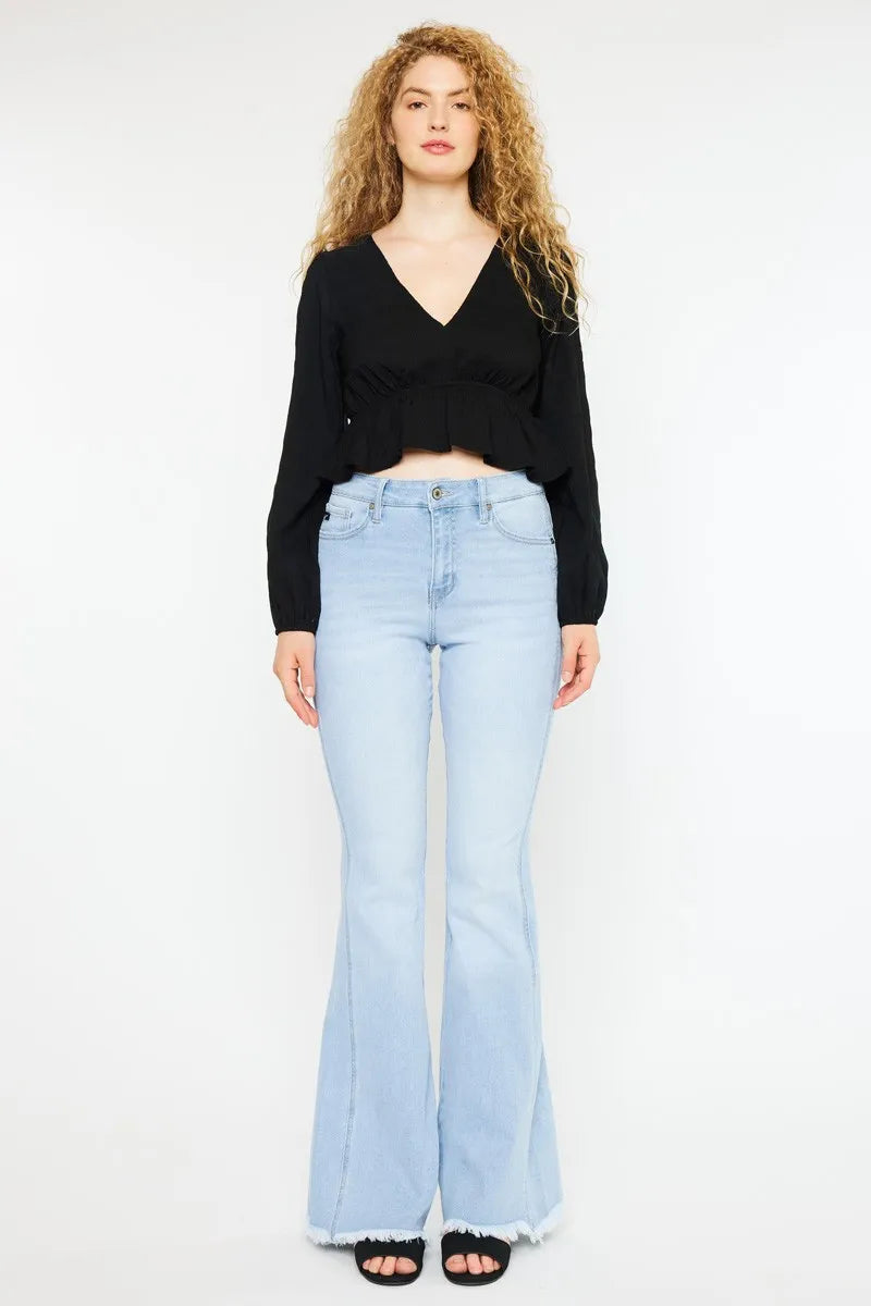 Coastal Inspired Kancan High Rise Curvy Flare Jeans