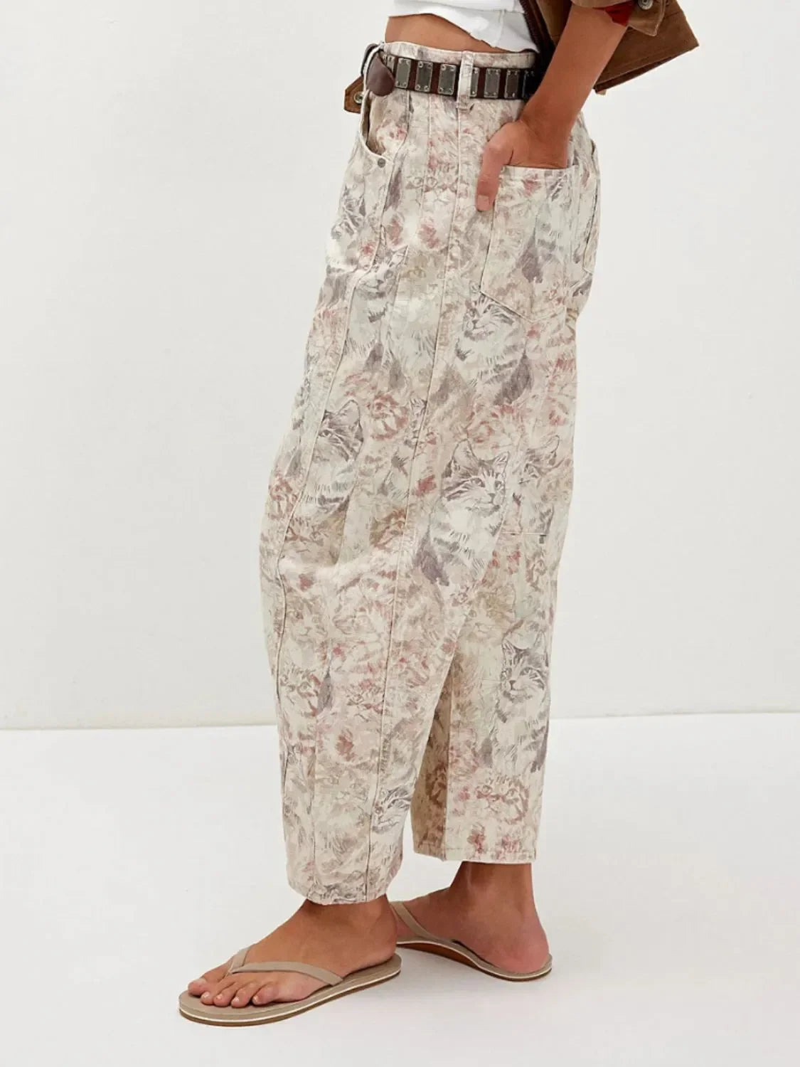 Ocean Printed Wide Leg Denim Jeans Coastal Style - Southern Shores Clothing
