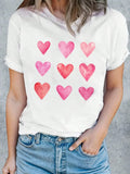 Heart Design Round Neck Short Sleeve Shirt With Stretch - Southern Shores Clothing
