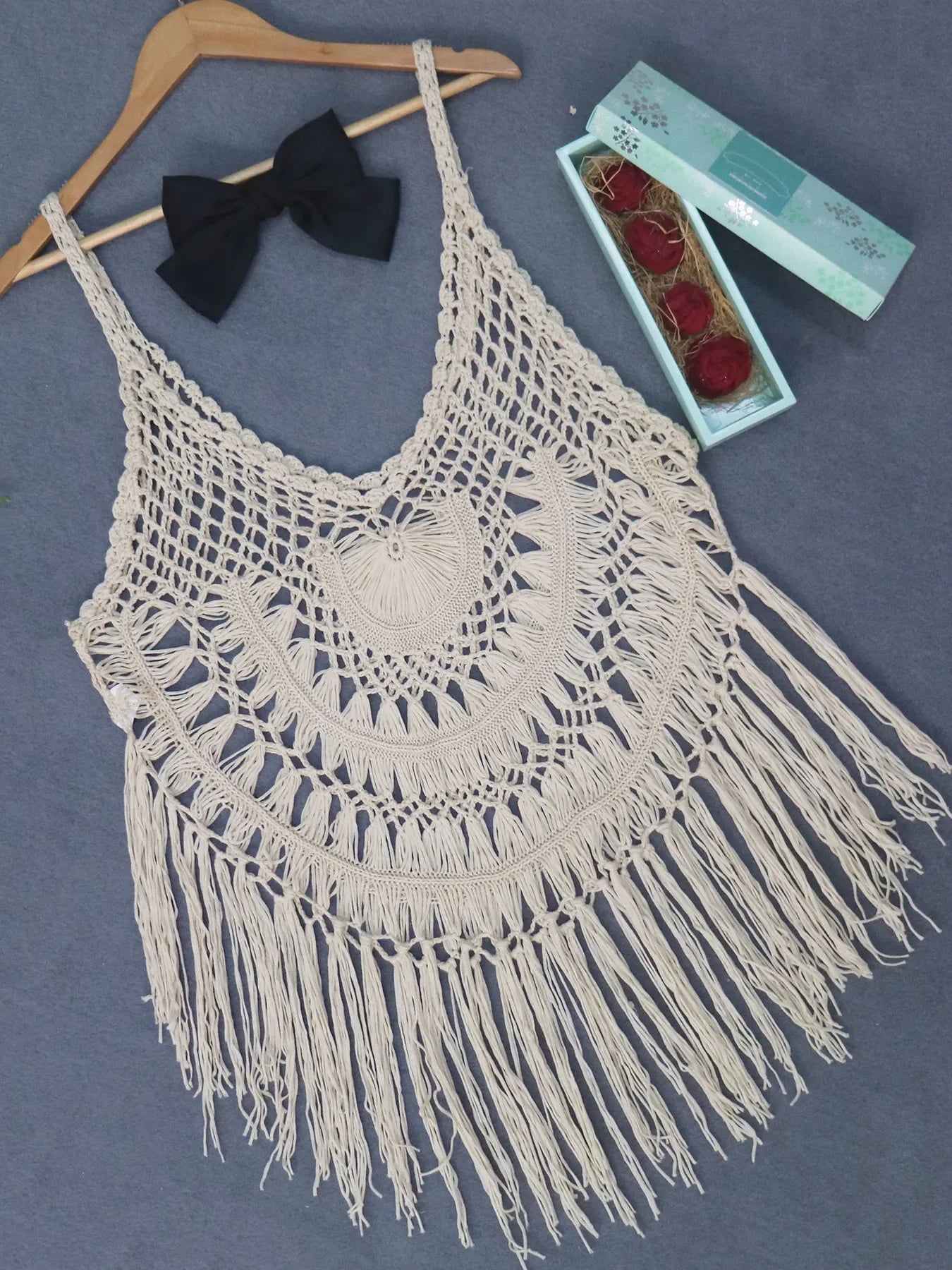 Lightweight Crochet Fringe Beach Cover Up One Size - Southern Shores Clothing