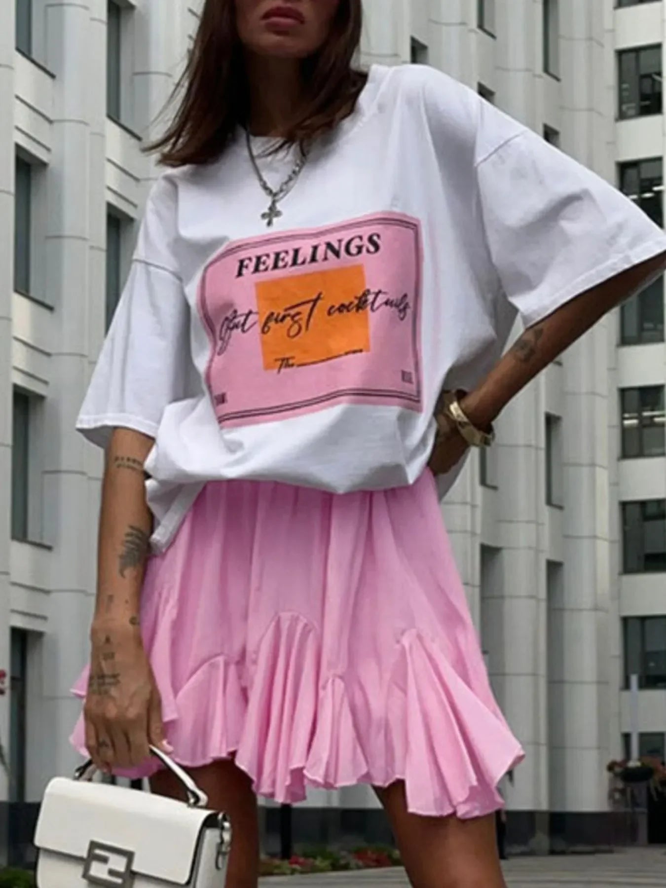 Elastic Waist Flowing Skirt With Ruffled Hem - Southern Shores Clothing