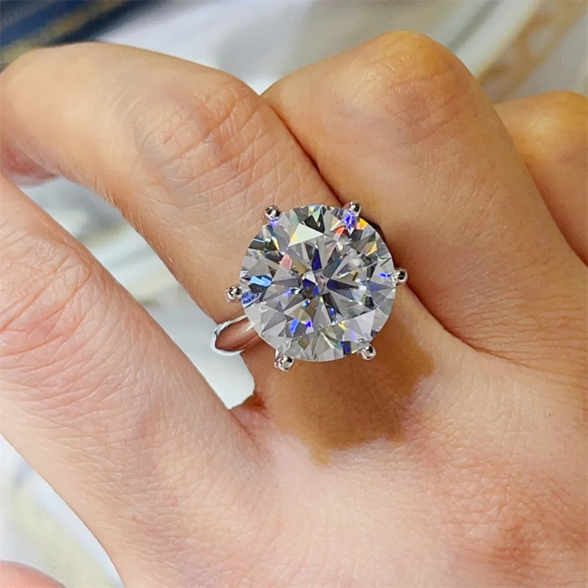 10 Carat Moissanite Platinum-Plated Sterling Silver Ring - Southern Shores Clothing