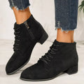 Lace-Up Block Heel Boots Suede Rubber Classic