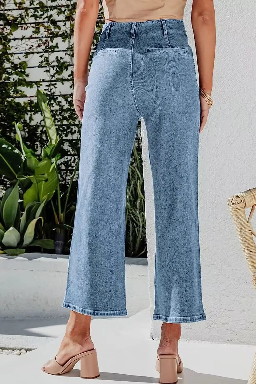 Savannah Inspired Button Fly Cropped Wide Leg Denim Jeans - Southern Shores Clothing