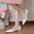 Pointed Toe Low Heel Pump Synthetic Leather
