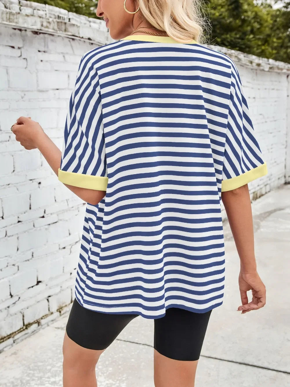 Lovelet Striped Round Neck Half Sleeve T-Shirt - Southern Shores Clothing