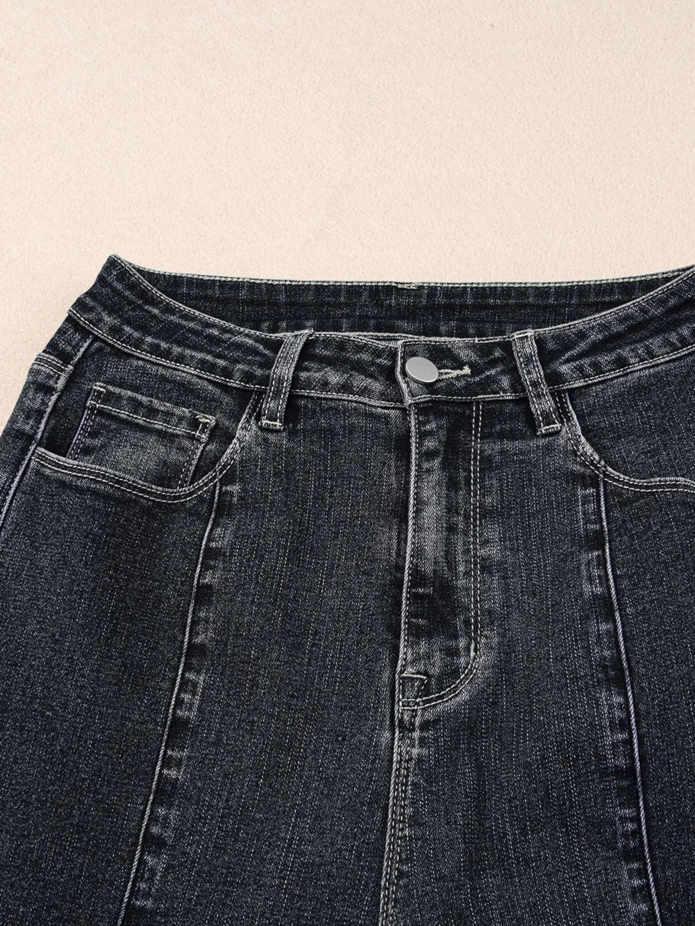 Coastal Seam Detail Flared Bottom Ankle Length Denim Jeans - Southern Shores Clothing