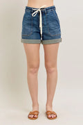Plus Size High Rise Cuff Denim Shorts With Flattering Waist - Southern Shores Clothing