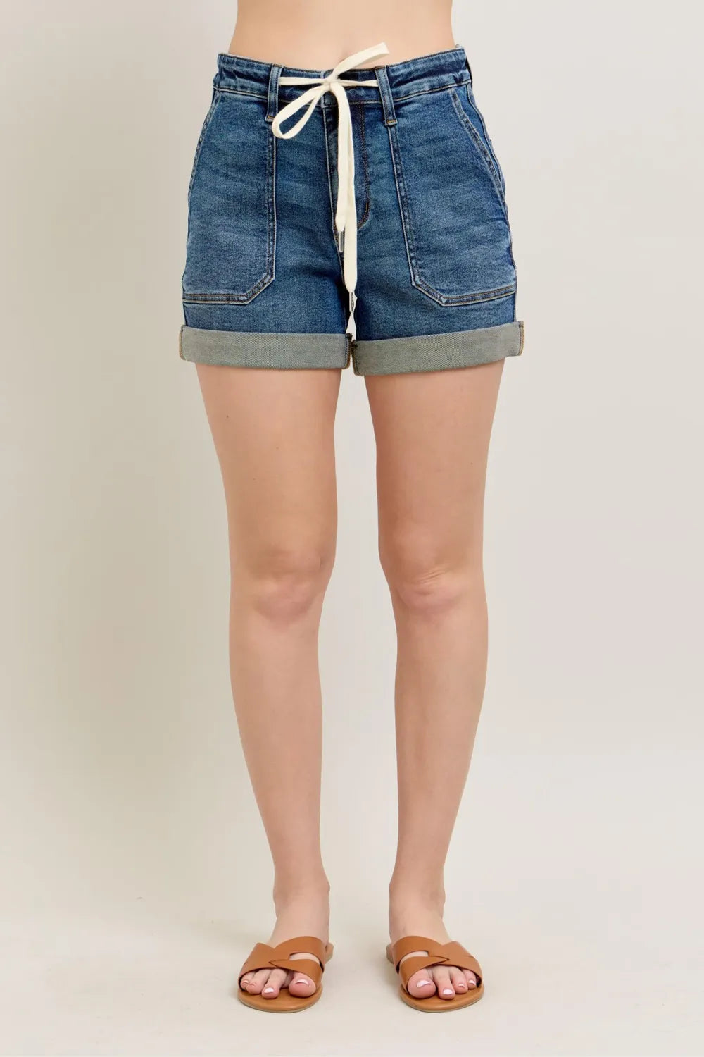 Southern Shores High Rise Cuff Denim Shorts Plus Size