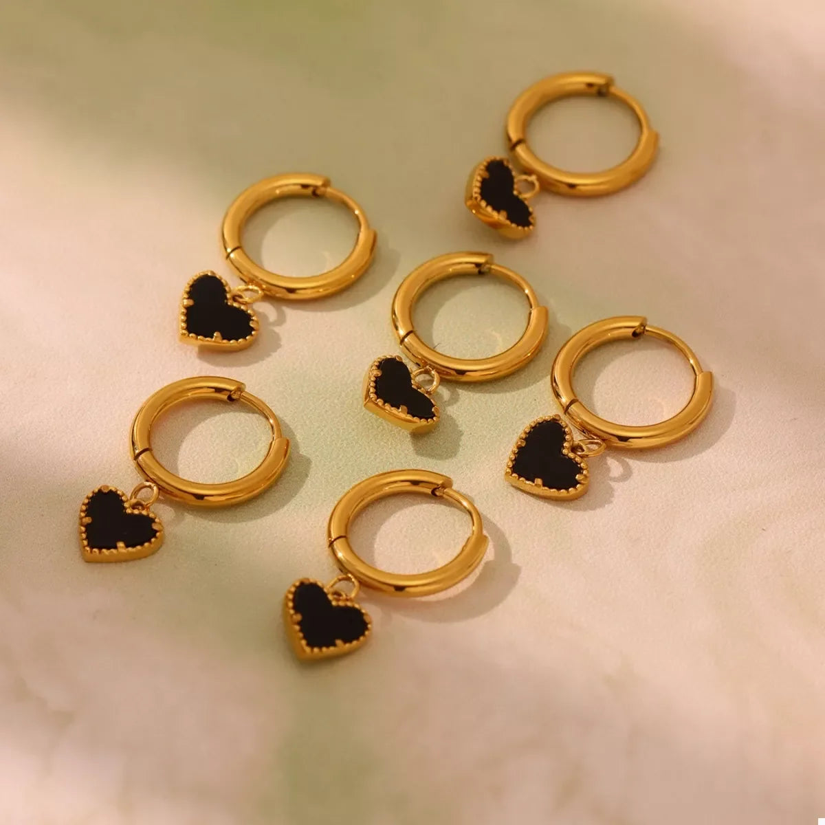 18K Gold Plated Heart Hoop Earrings With Coastal Design - Southern Shores Clothing