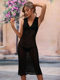 Openwork Johnny Collar Swim Cover-Up Dress