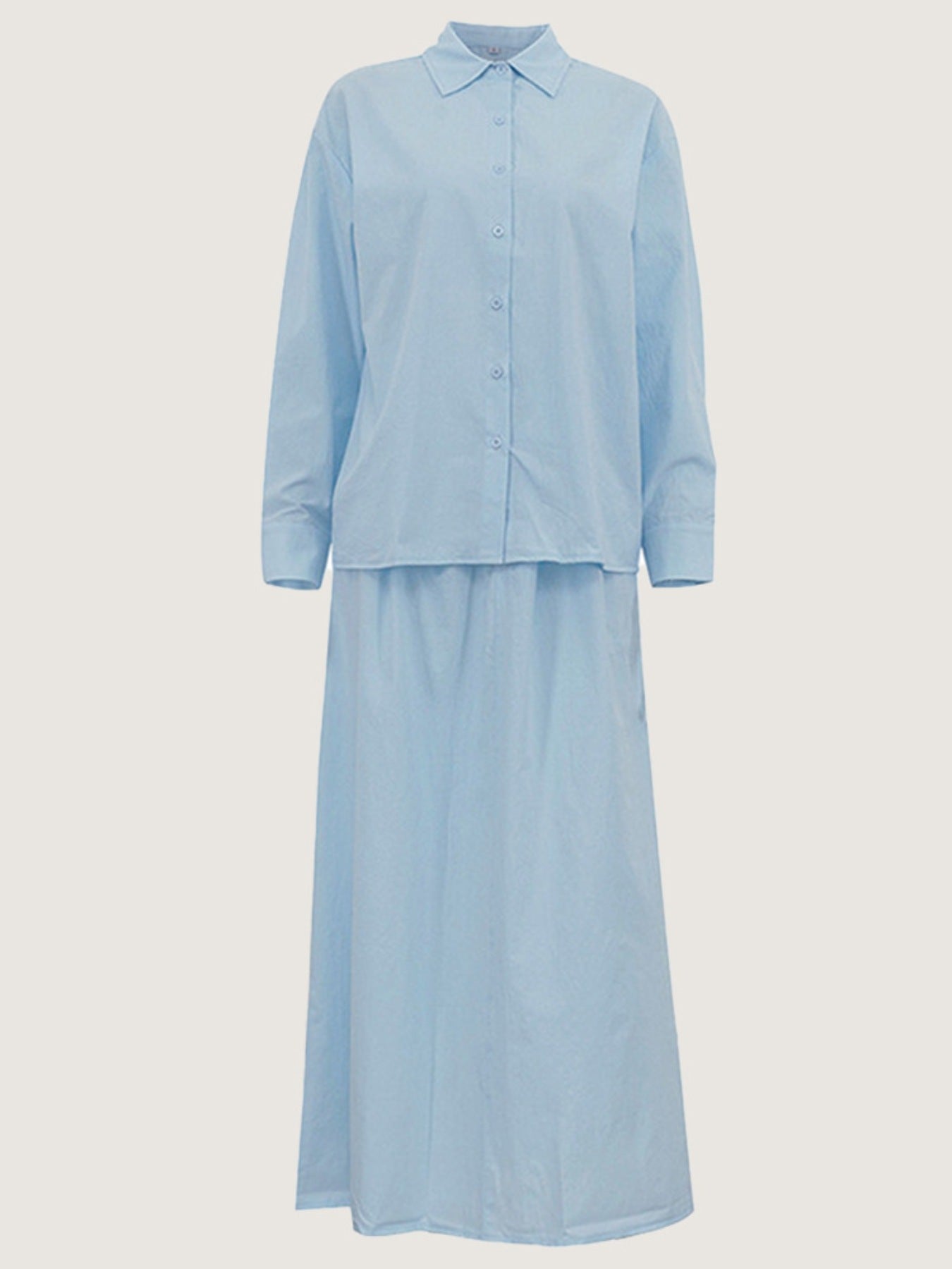 Tie-Front Shirt And Maxi Skirt Two Piece Set