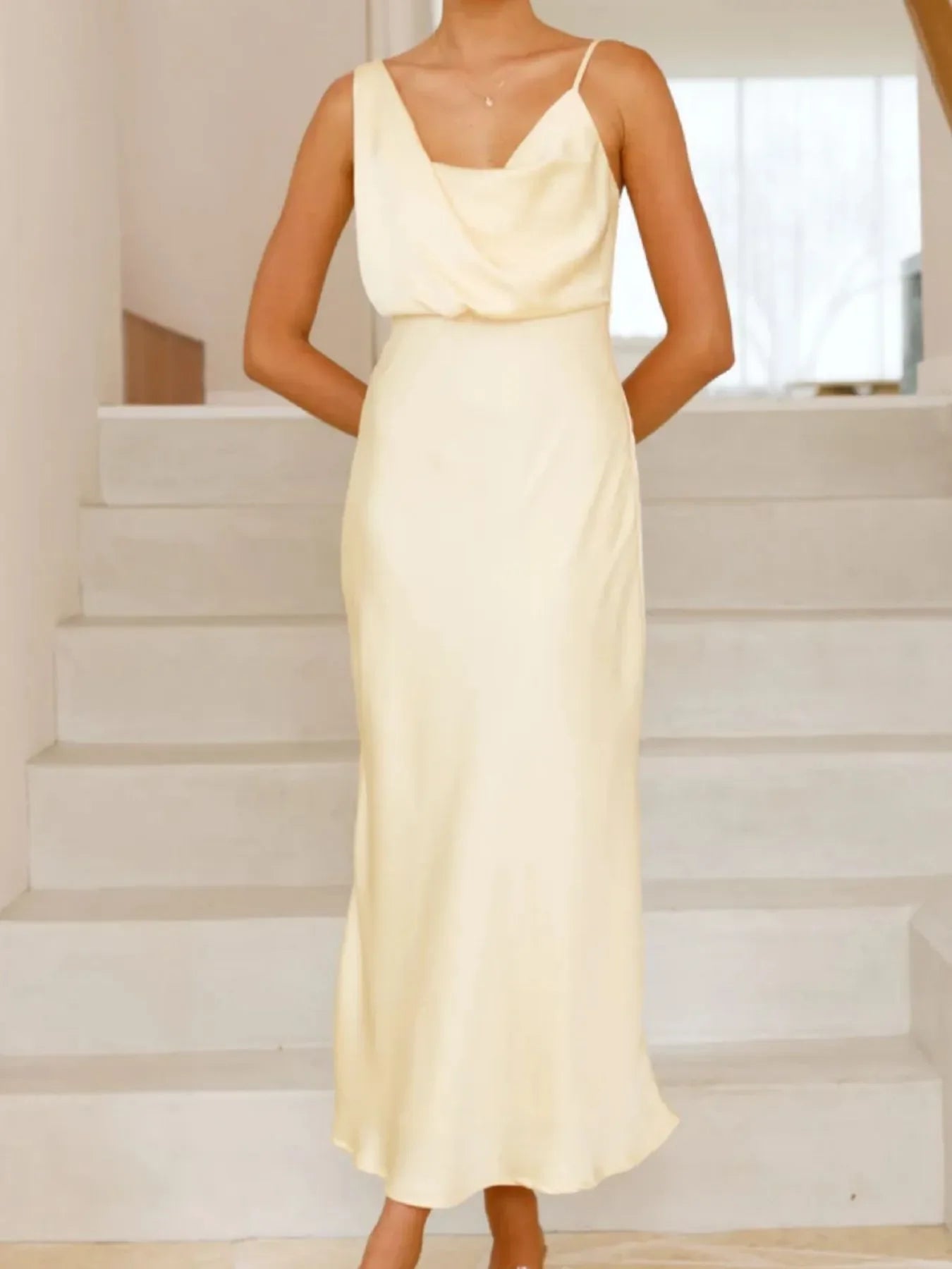 Satin Asymmetrical Magnolia Midi Dress Shimmering Evening - Southern Shores Clothing