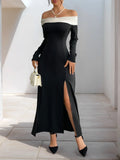 Coastal Side Slit Off Shoulder Maxi Dress - Southern Shores Clothing