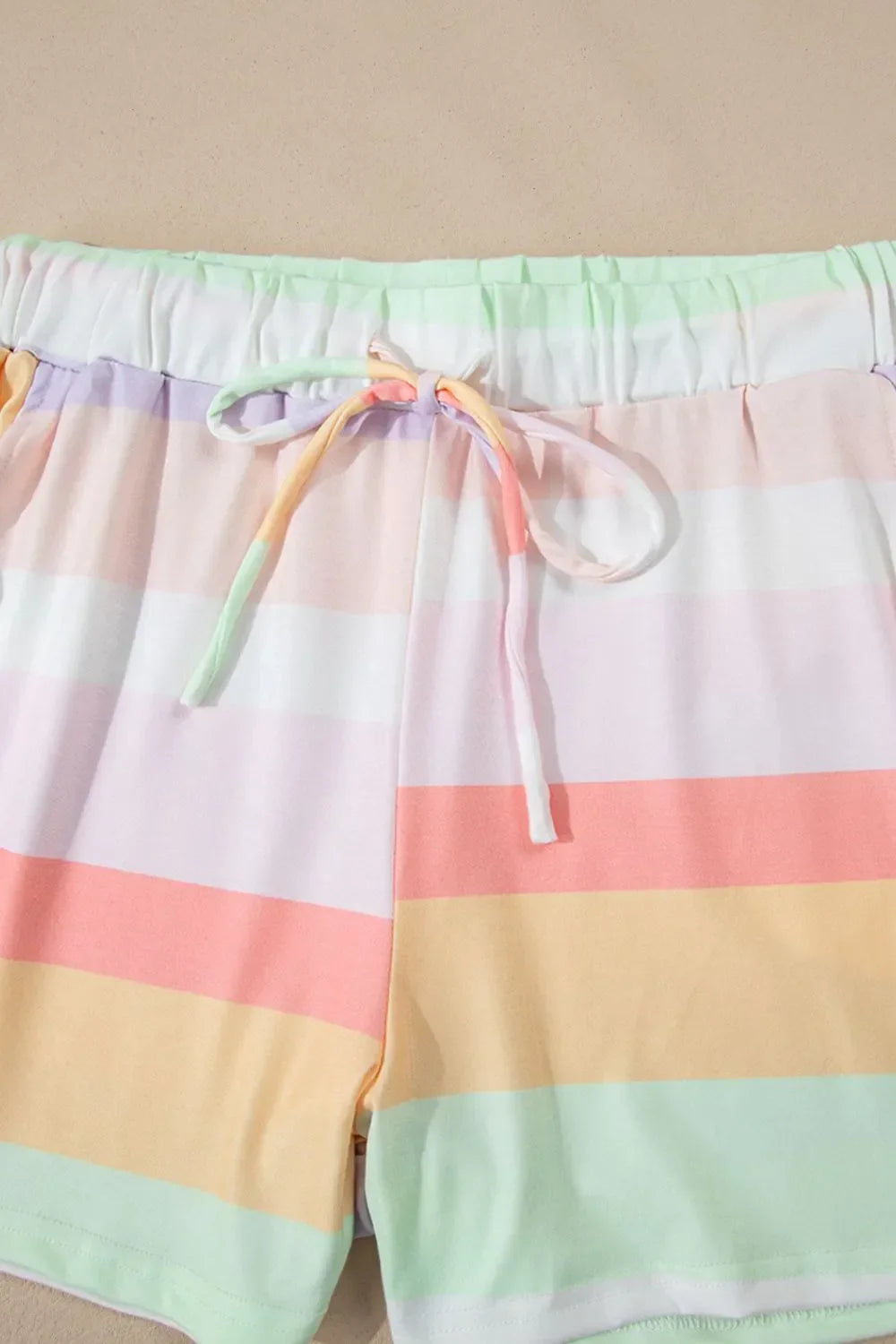 Striped Round Neck T Shirt And Shorts Lounge Set - Southern Shores Clothing