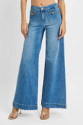 Plus Size Vintage Inspired Mid Rise Wide Leg Jeans - Southern Shores Clothing