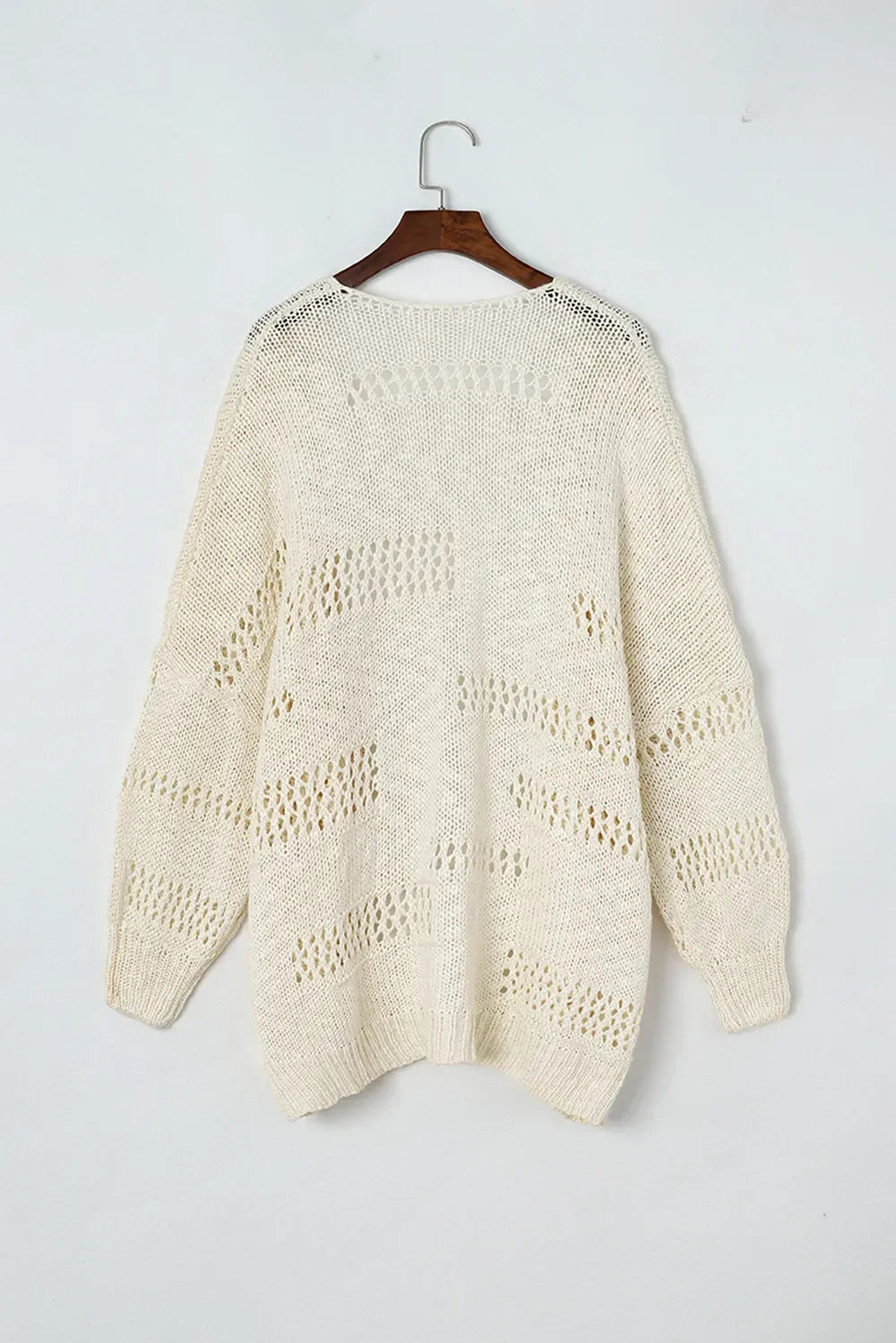 Openwork Open Front Long Sleeve Cardigan - Southern Shores Clothing
