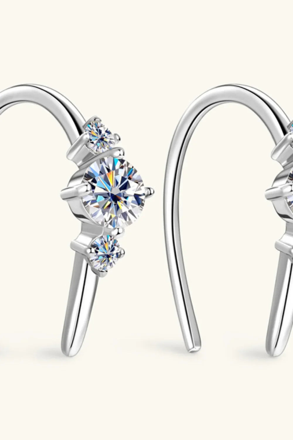 Moissanite Sterling Silver Platinum-Plated Earrings - Southern Shores Clothing