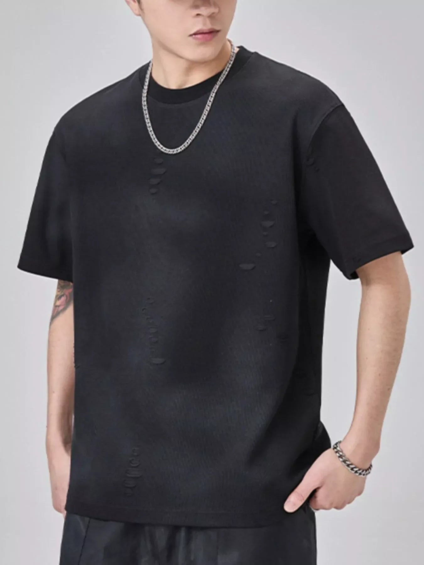 Distressed Oversized T Shirt With Relaxed Fit - Southern Shores Clothing