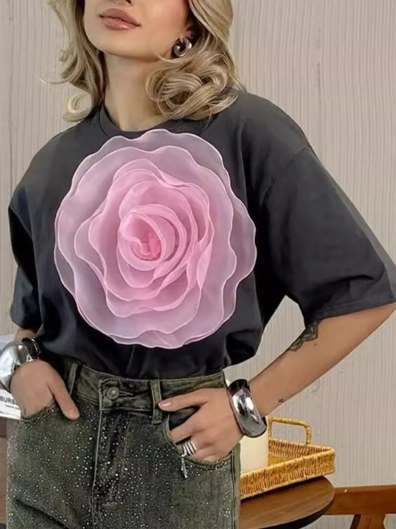 Floral Print Round Neck Short Sleeve T Shirt - Southern Shores Clothing