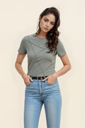 Solid Round Neck T Shirt With Moderate Stretch - Southern Shores Clothing
