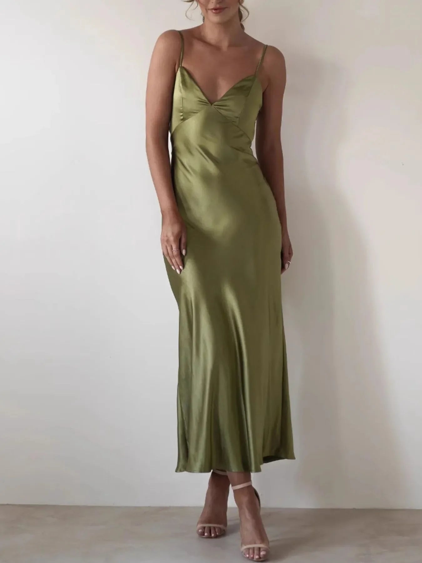 Satin Backless Cami Dress For Coastal Wear - Southern Shores Clothing