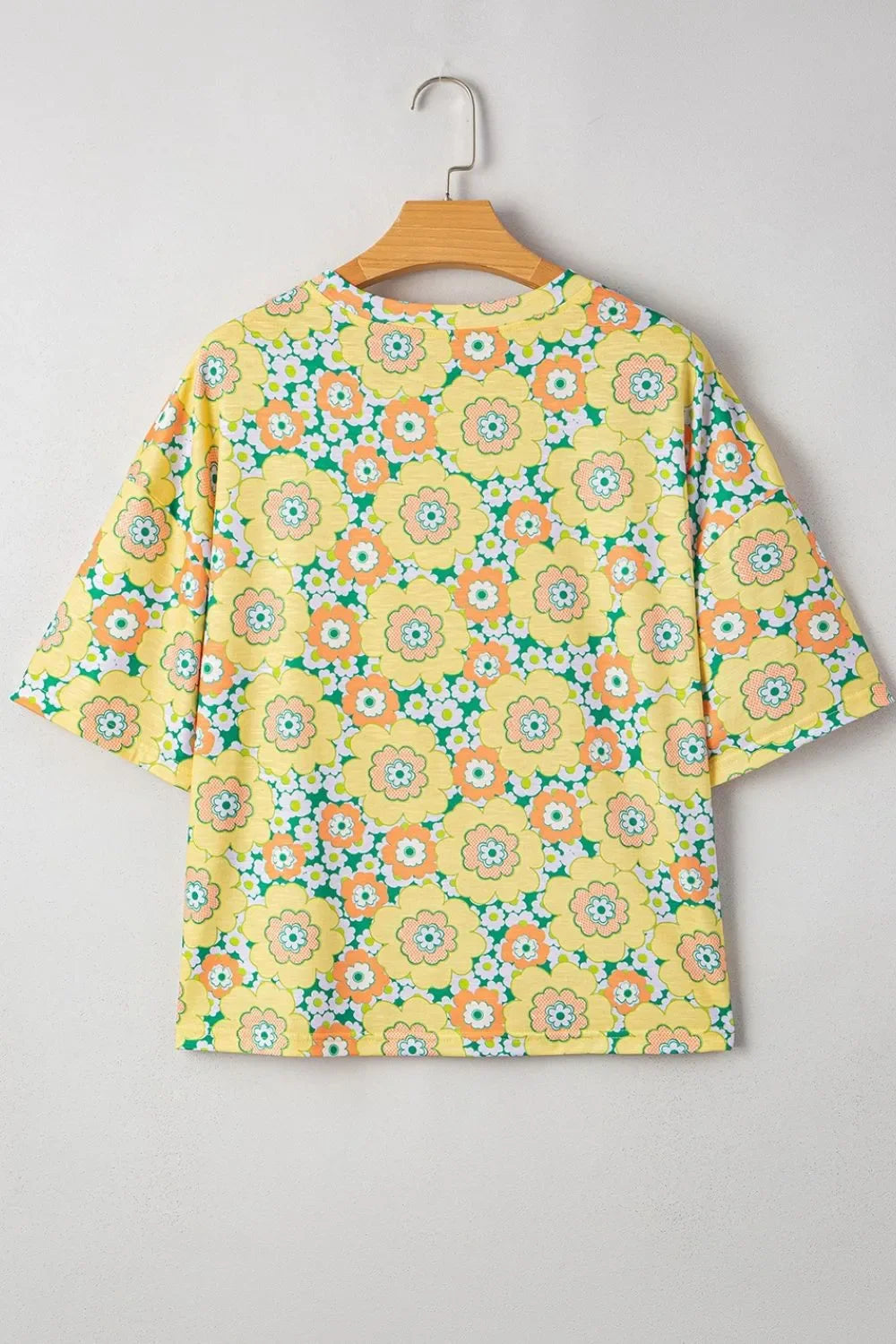 Floral Print Round Neck Oversized T Shirt - Southern Shores Clothing