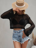 Openwork Flare Sleeve Cropped Cover Up Beachwear - Southern Shores Clothing