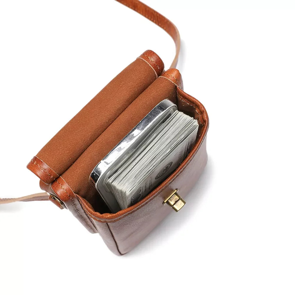 Cowhide Leather Crossbody Bag With Metal Clasp - Southern Shores Clothing