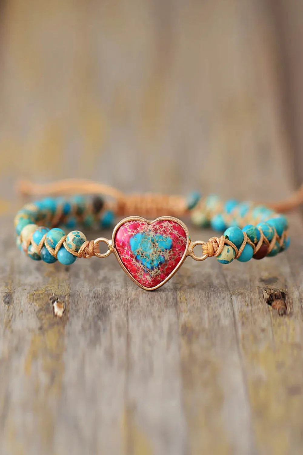 Heart Shaped Natural Stone Bracelet With Copper Accents - Southern Shores Clothing